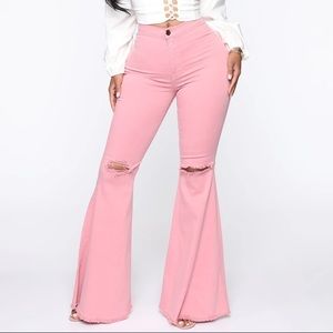 Fashion Nova Pink Extreme BellBottoms Flare Jeans